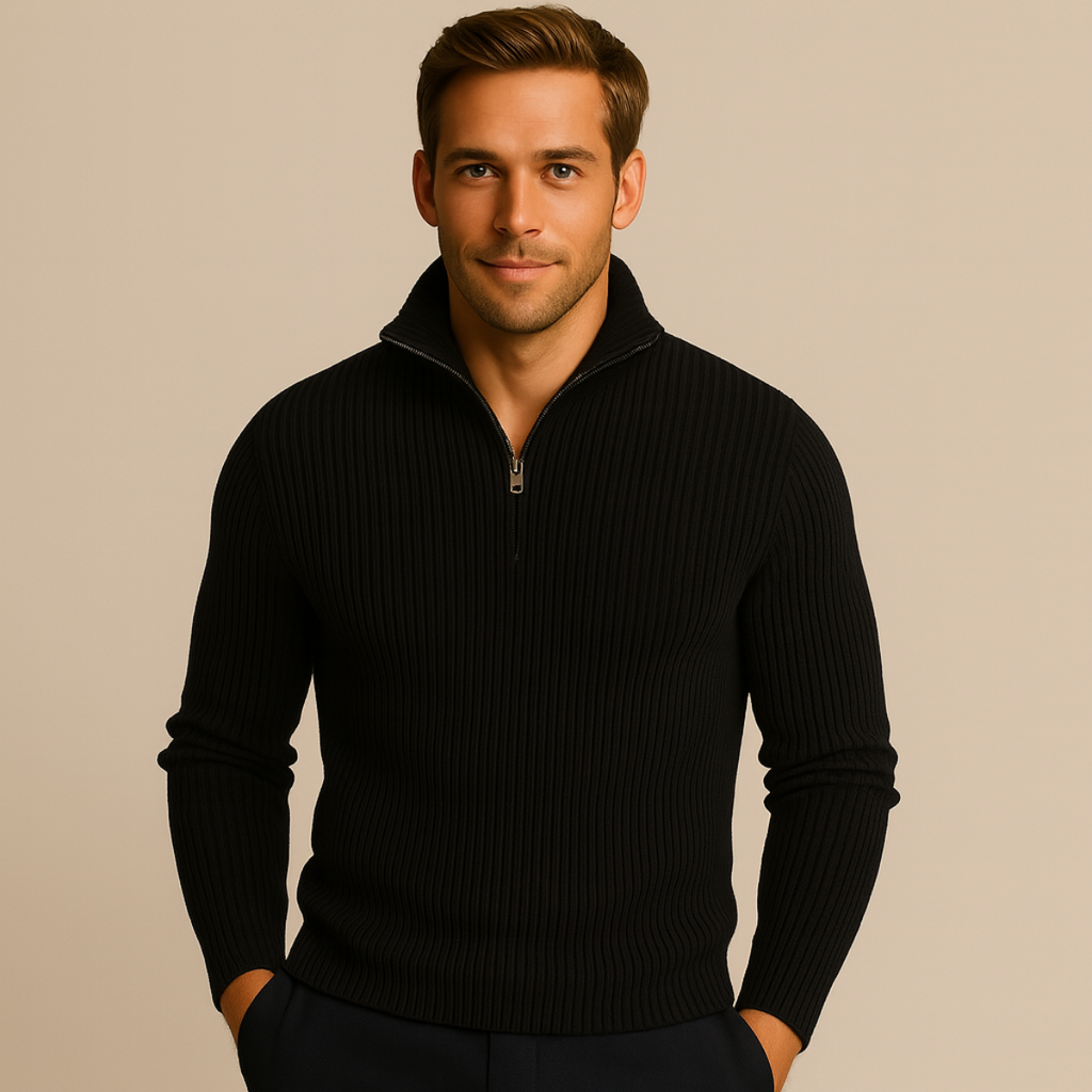 Merino knitted half-zip trui