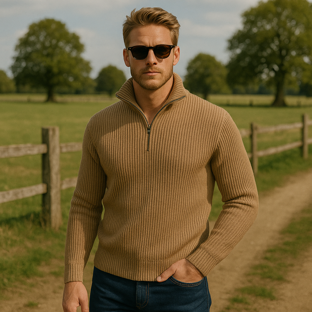 Merino knitted half-zip trui