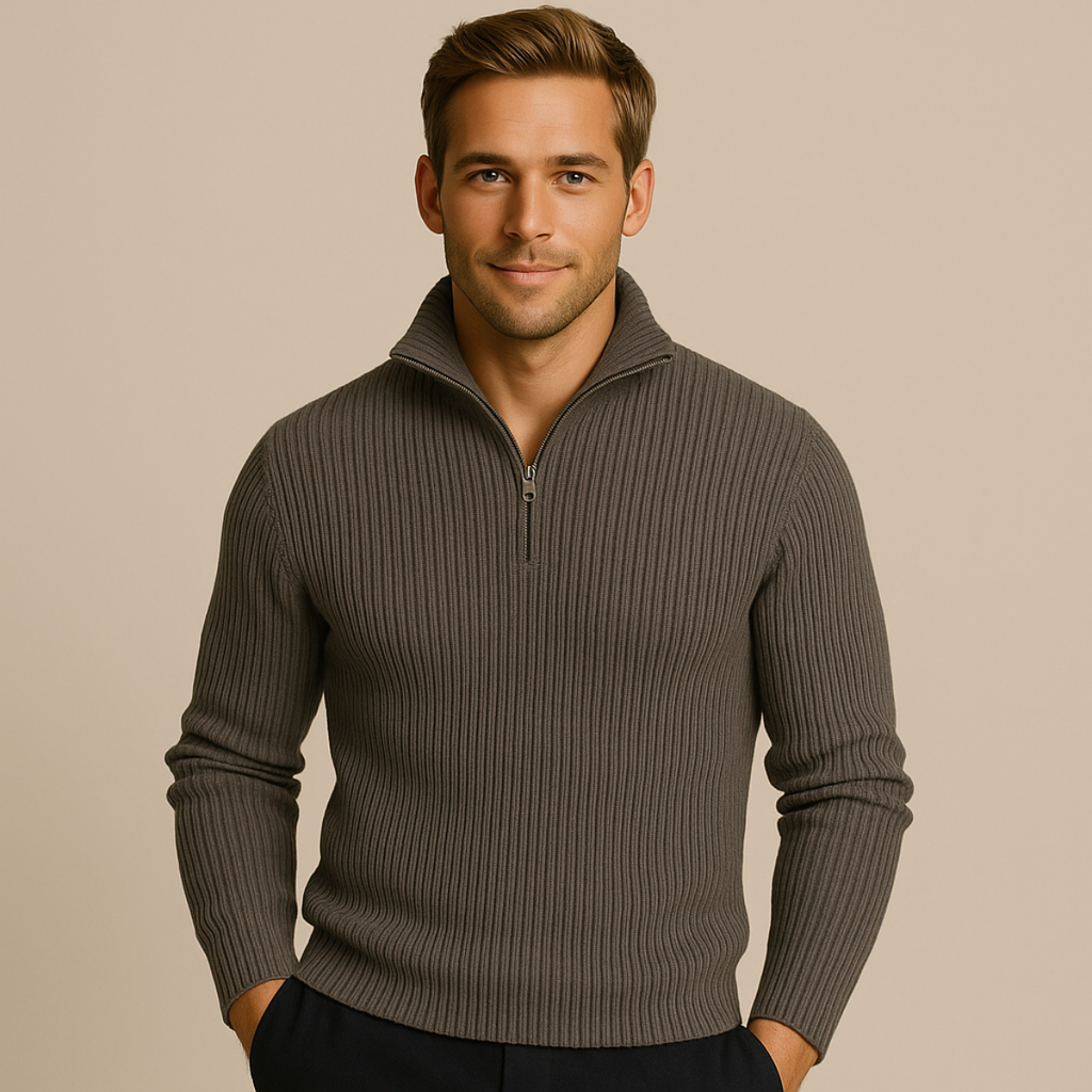 Merino knitted half-zip trui