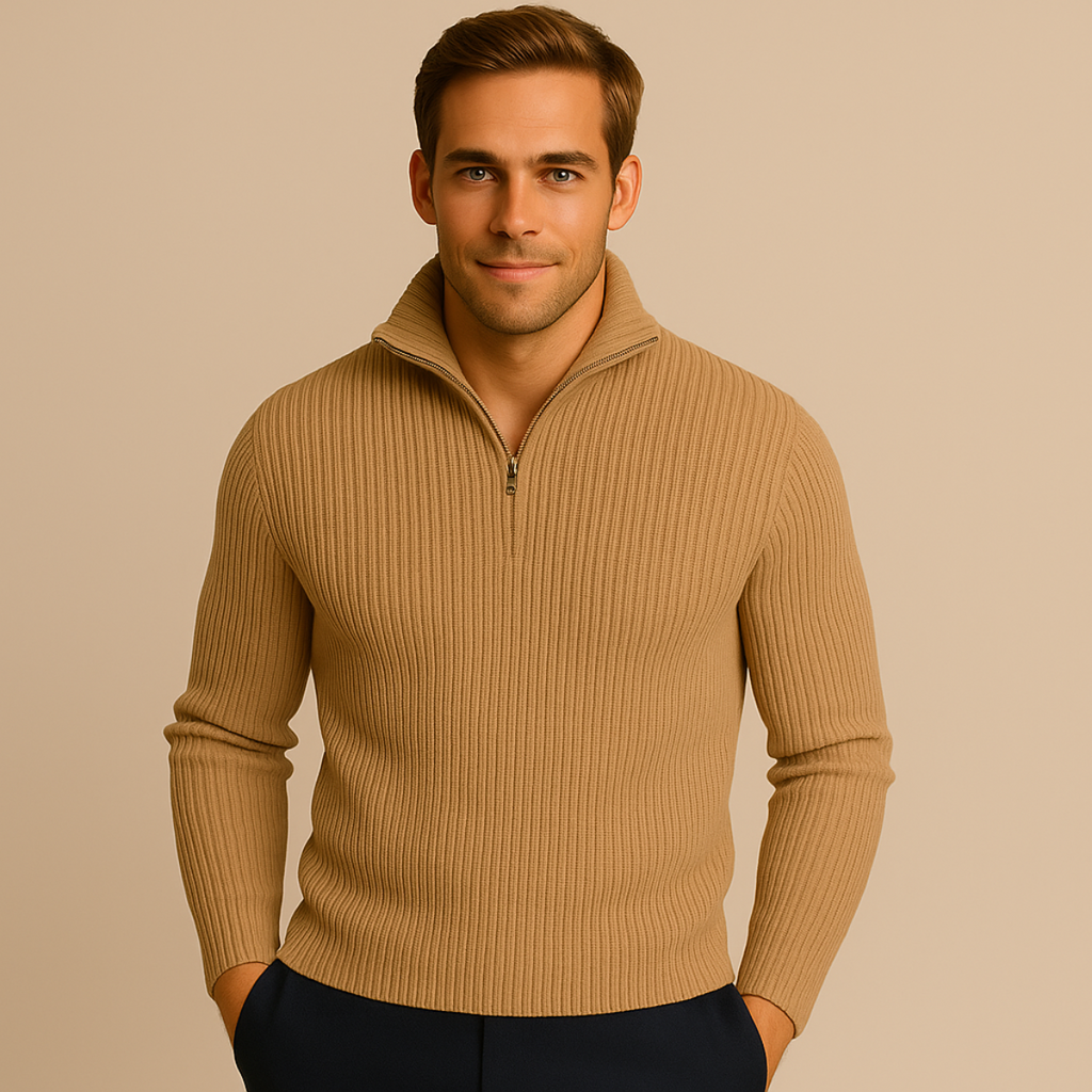 Merino knitted half-zip trui