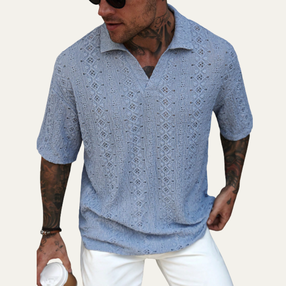 Brookstone gebreid poloshirt korte mouw