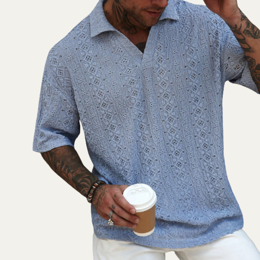 Brookstone gebreid poloshirt korte mouw