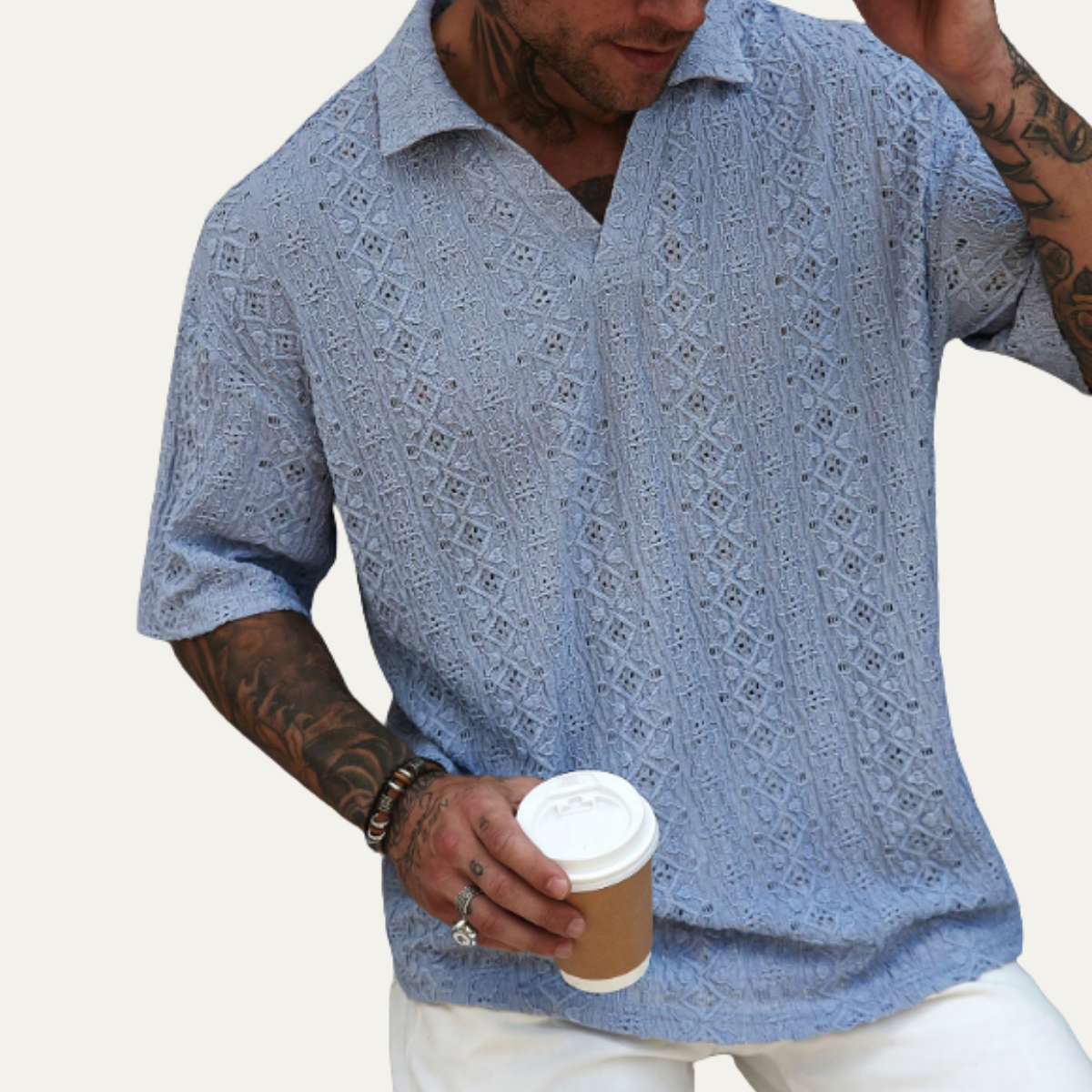 Brookstone gebreid poloshirt korte mouw