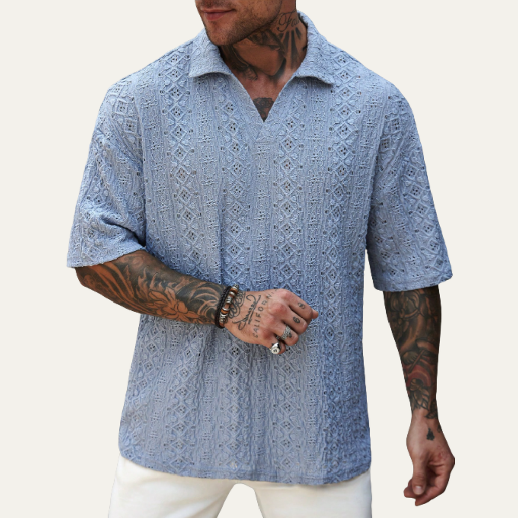 Brookstone gebreid poloshirt korte mouw