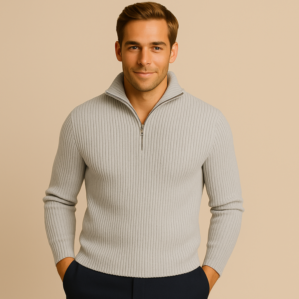 Merino knitted half-zip trui