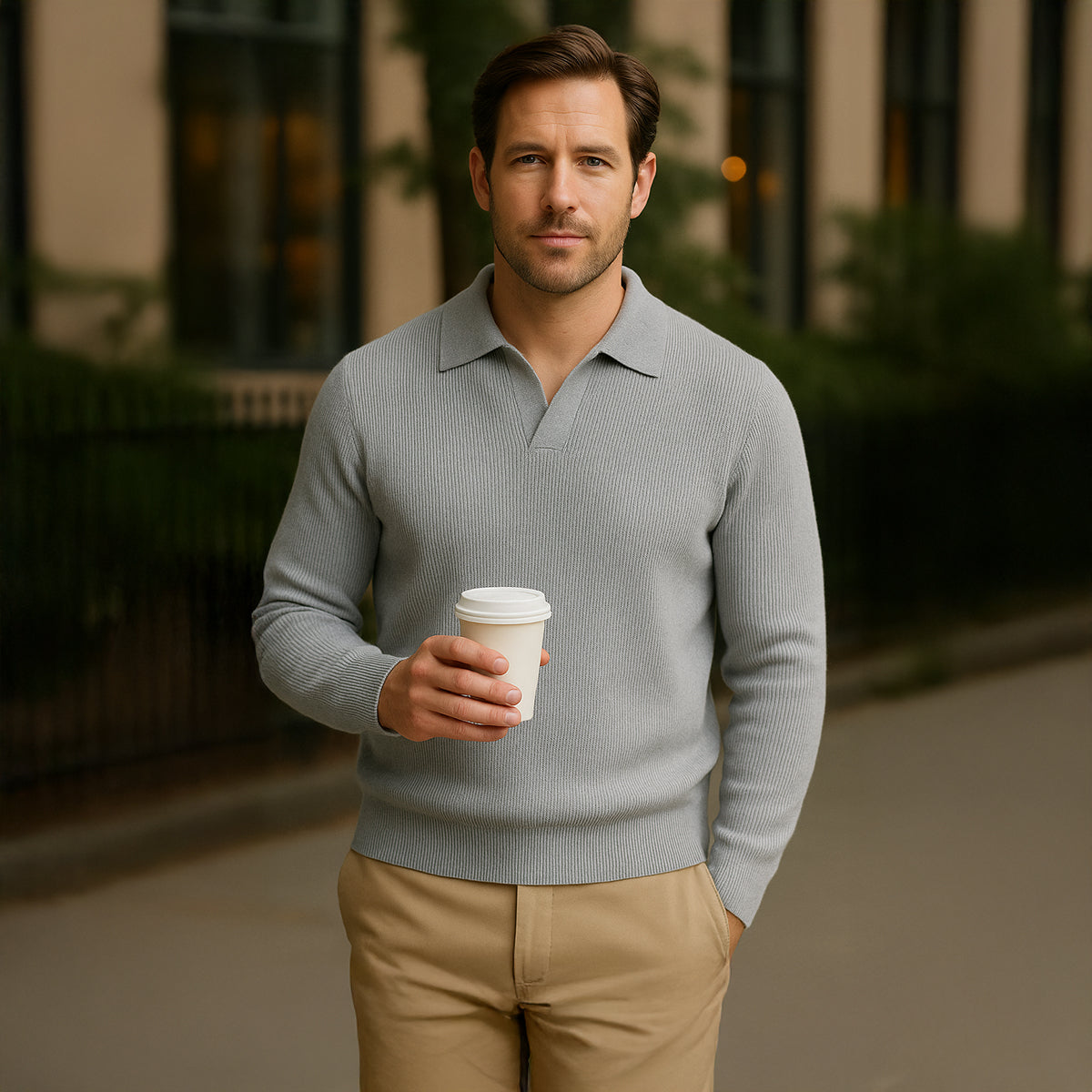 Portofino knitted gebreide polo lange mouw