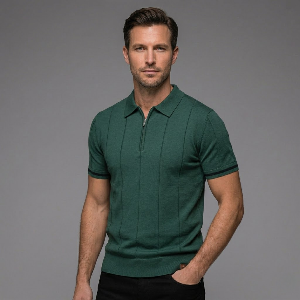 Ashton gebreid poloshirt