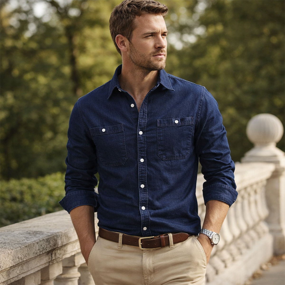 Crestfall Ridge denim spijkeroverhemd slim fit