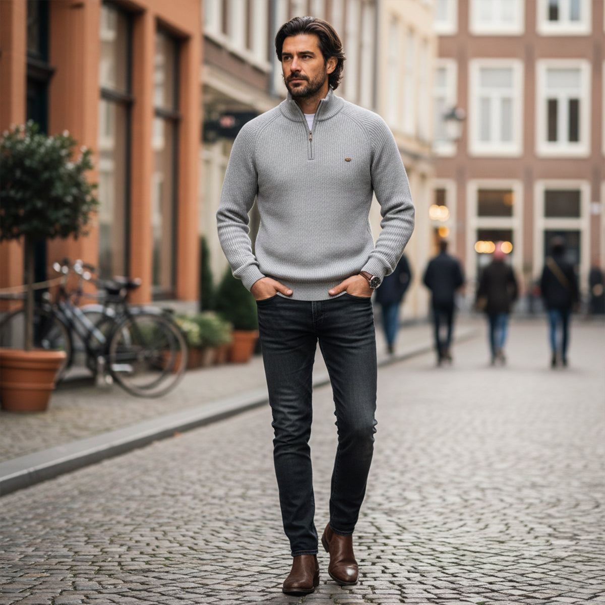 Lignano katoenen half-zip trui