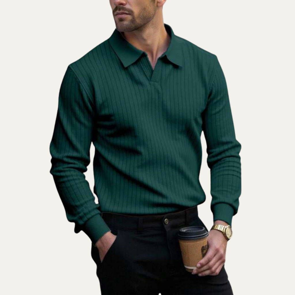 Oakpark gebreid poloshirt lange mouw
