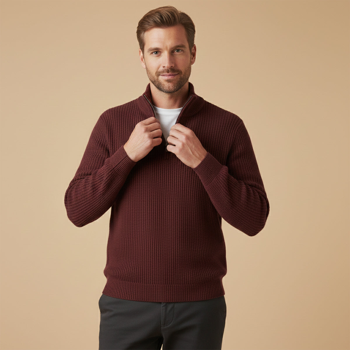 Vicenza kasjmier half-zip trui