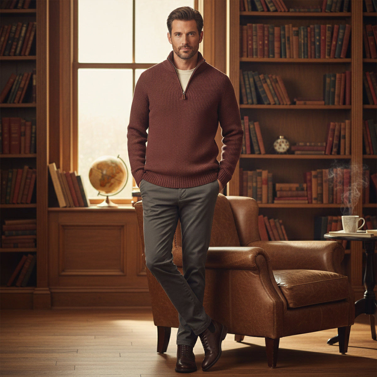 Vicenza kasjmier half-zip trui