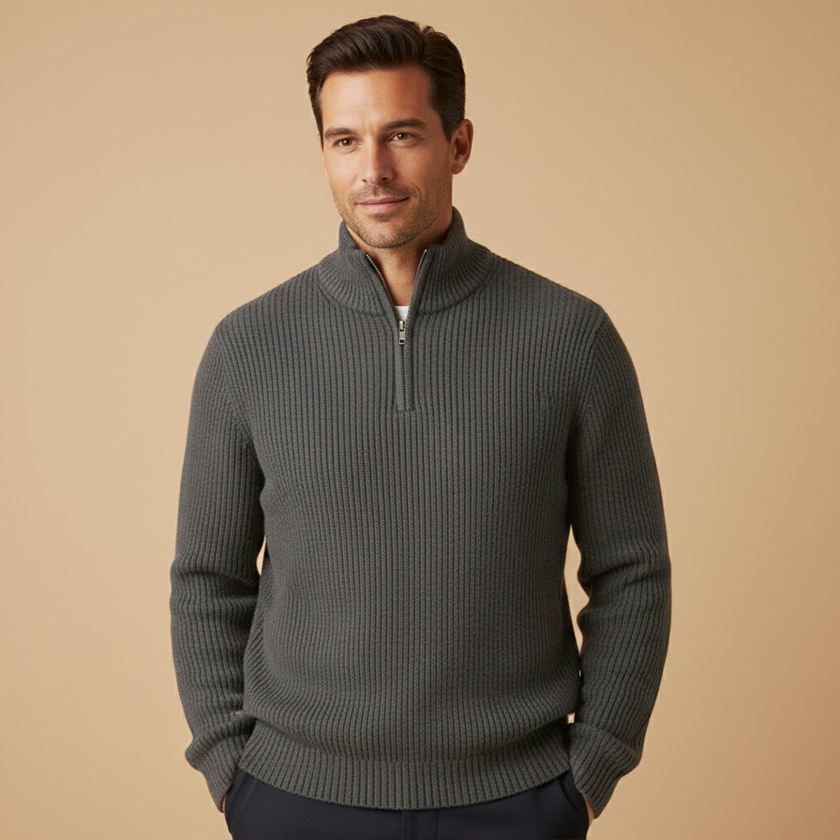Vicenza kasjmier half-zip trui
